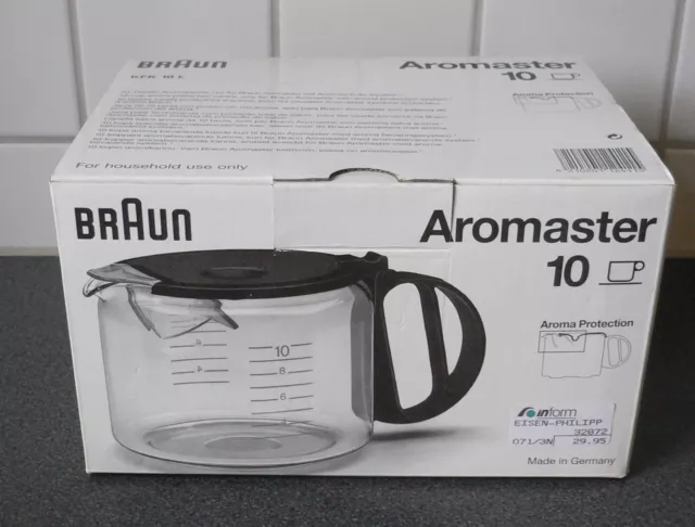 BRAUN Kaffeekanne Glaskanne Glaskrug für Braun Kaffeemaschine Aromaster 10 -NEU!