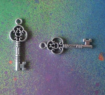 20 Keys Skeleton Key Ornate Charm Silver Metal Pendants Components Wedding Love