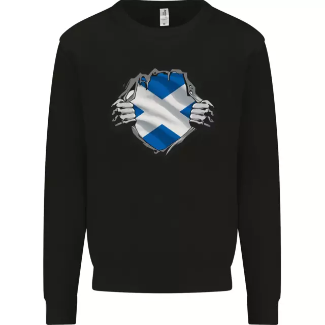 Scottish Flag Ripped Torn Gym Scotland Mens Sweatshirt Jumper