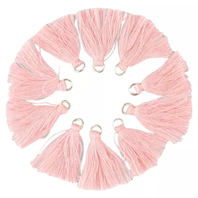 Jewelry Making Pink Cotton Thread With Jump Rings Small Tassels Mini Tassels