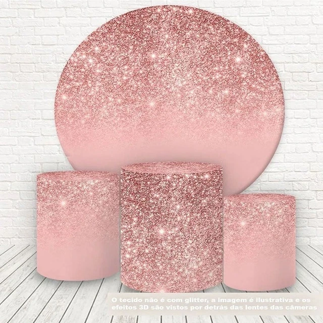 Aperturee Black Pink Glitter Round Birthday Party Backdrop main image 0