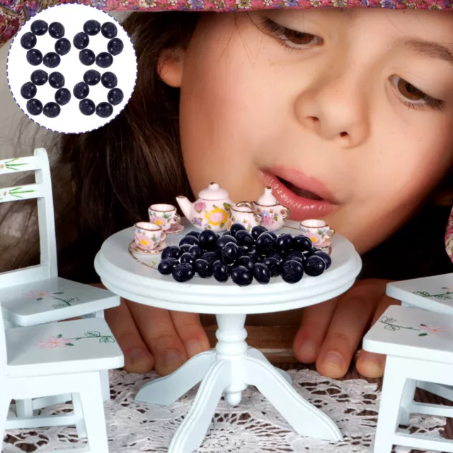 50 piezas modelos de frutas falsas arándanos adorno paisaje de mesa decoración accesorios pastel