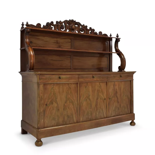 ANTIK! XL Aufsatz-Anrichte restauriert Louis Philippe Mahagoni Sideboard Buffet