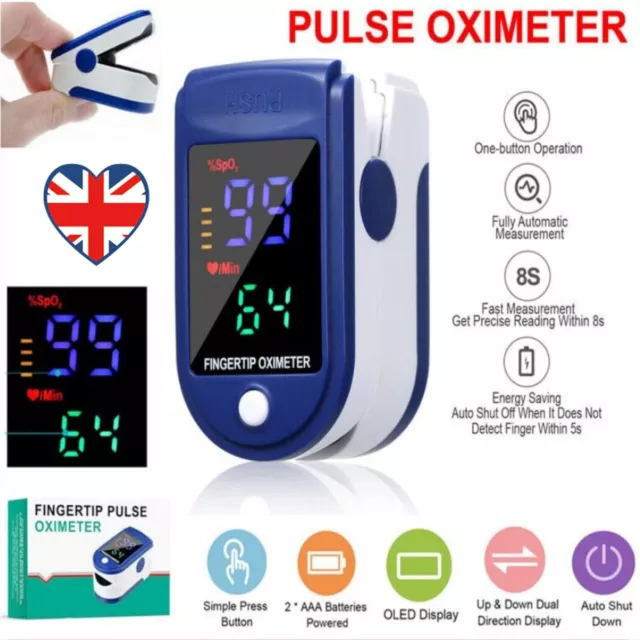 Heart Rate Monitor Oximeter Blood Oxygen SpO2 Finger Pulse Saturation Meter FDA