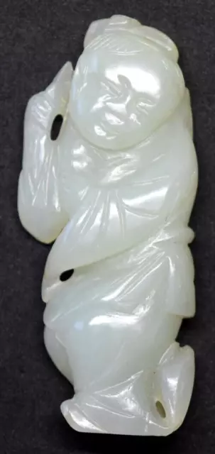 Antique Chinese Hand Carved Celadon/White Jade Figurine