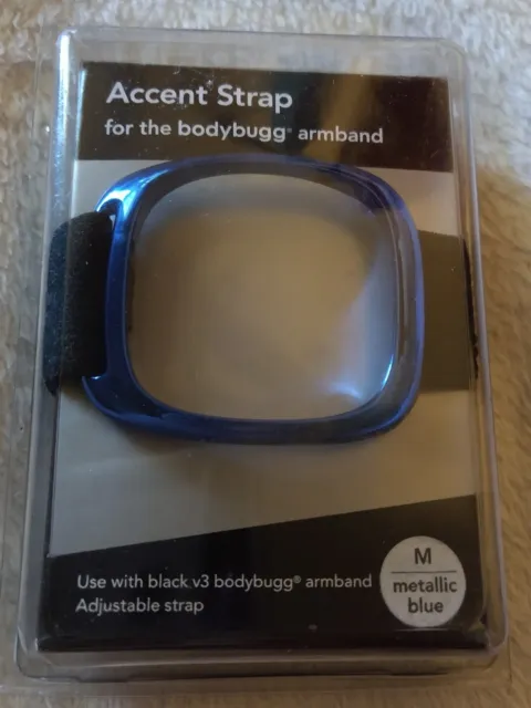 V3 Bodybugg BodyMedia Armband Accent Strap Metallic Blue Medium 12" Brand New