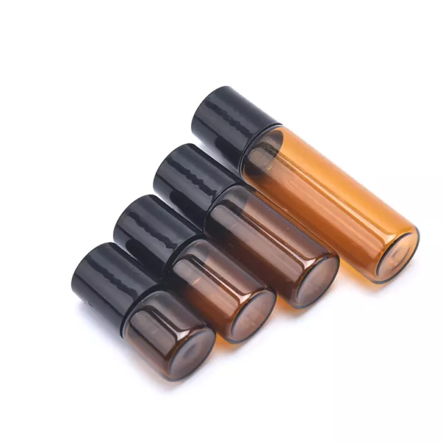 10pcs/pack 1ml 2ml 3ml 5ml Amber Thin Glass Roll on Bottle Essential Oil Vials! 2