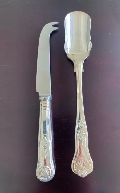 Vintage Kings Pattern Silver Plated Cutlery. Cheese Knife & Stilton Scoop Spoon