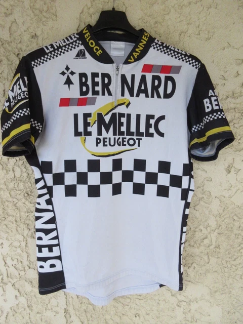 Maillot Cycliste Vintage Le Mellec Peugeot Damier – Fabriqué En France, Taille XL