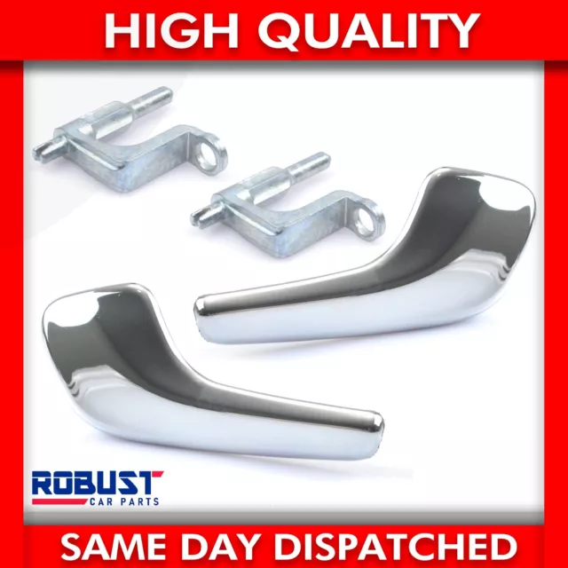 Chrome Interior Door Handle Right & Left Side + 2X Bracket For Vauxhal Corsa D