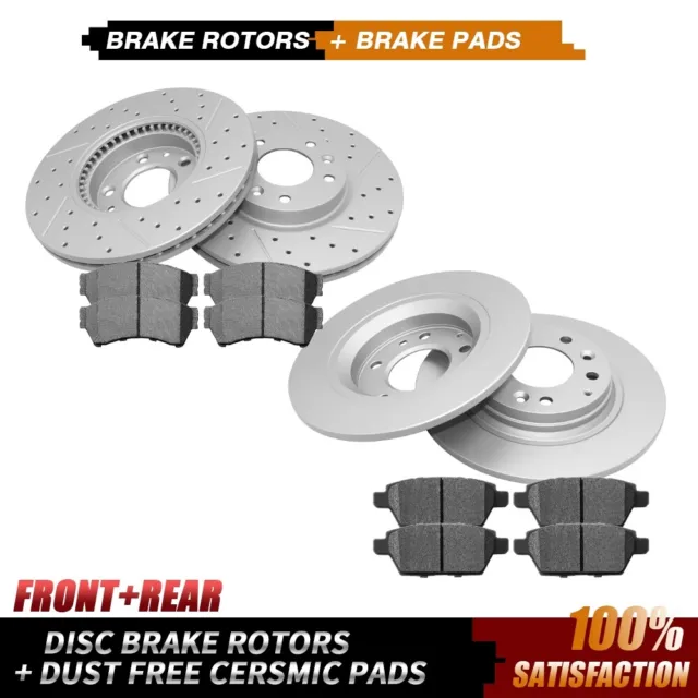 Front & Rear Disc Rotors + Brake Pads For Mazda 6 Mercury Milan Ford Fusion