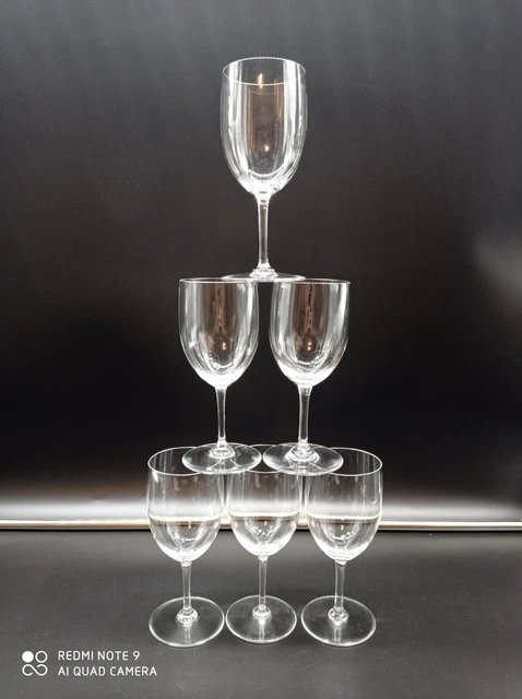 6 Verres à vin rouge  en Cristal de BACCARAT modèle PERFECTION , signé,H 15,8cm.