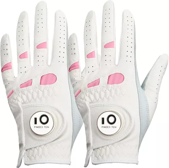 Women's Golf Gloves Left Hand with Ball Marker Value 2 Pack All Weather Grip AU