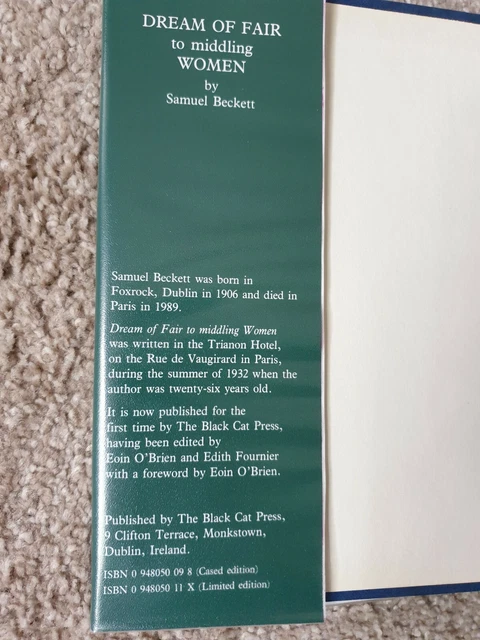 DREAM OF FAIR to Middling Women Samuel Beckett Black Cat Press 1992 1st