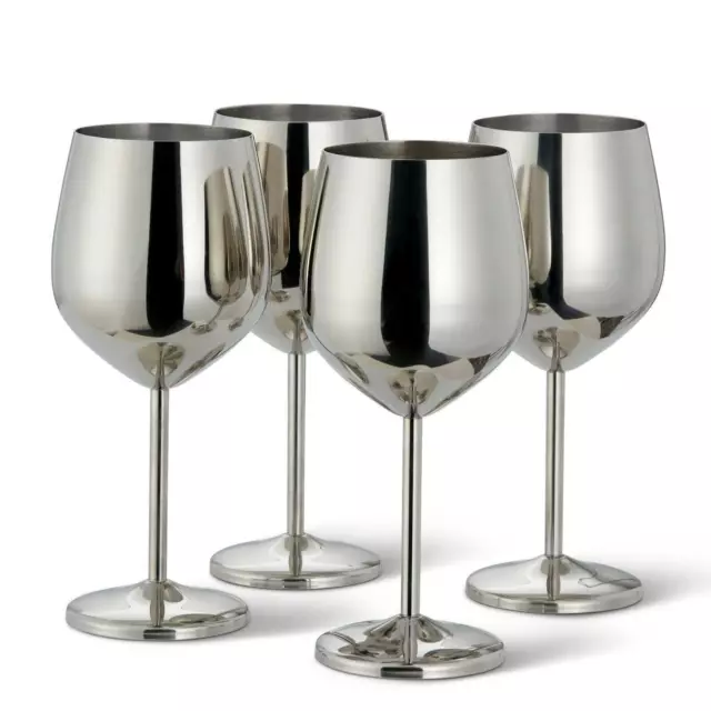 4PCS 500ml Stainless Steel Wine Glasses Goblets Champagne Party Banquet