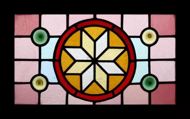 Amazing Victorian Rondels Antique English Stained Glass Window