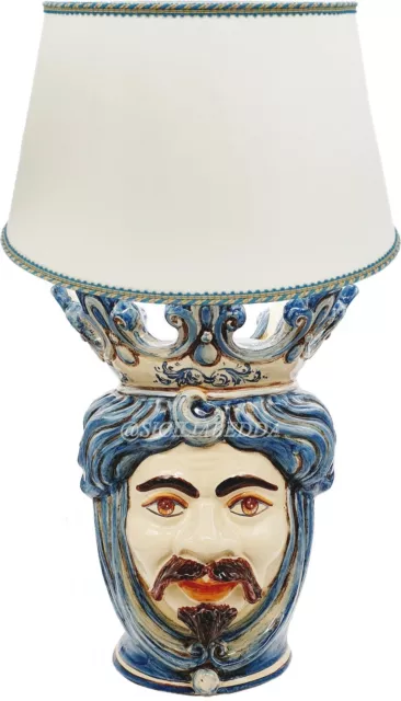 Lampada Testa Di Moro H40 Ceramica Caltagirone