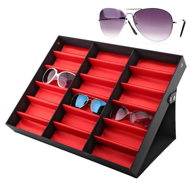 18 Grid Glasses Display Stand Sunglasses Storage Box Glasses Jewelry Organizer😀