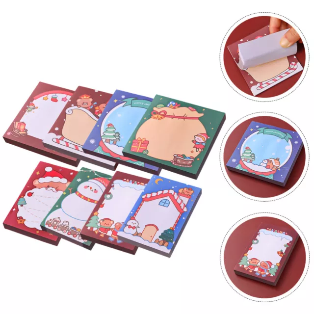 8 Pcs Christmas Sticky Notes Paper Office Adorable Memo Sticker Book Jacket