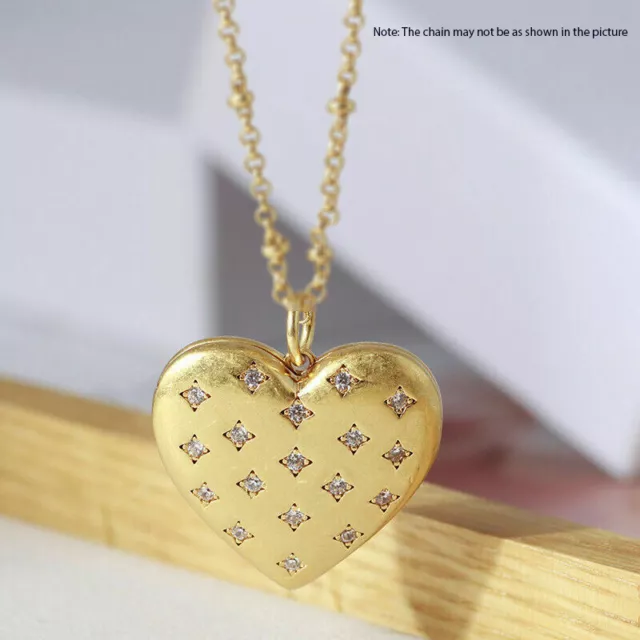0.50 Ct Simulated Diamond Heart Locket Pendant 14k Yellow Gold Over 18" Chain