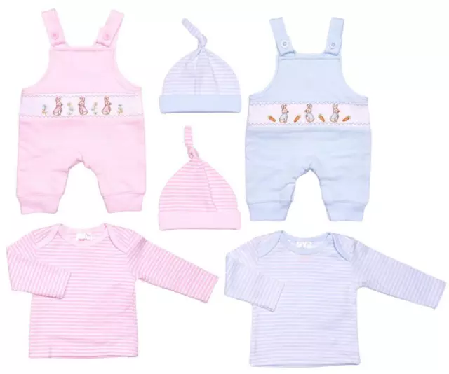 Premature Bunny Tiny Baby Boys Girls Dungarees 3 Piece Gift Set Outfit 3-5-8lbs