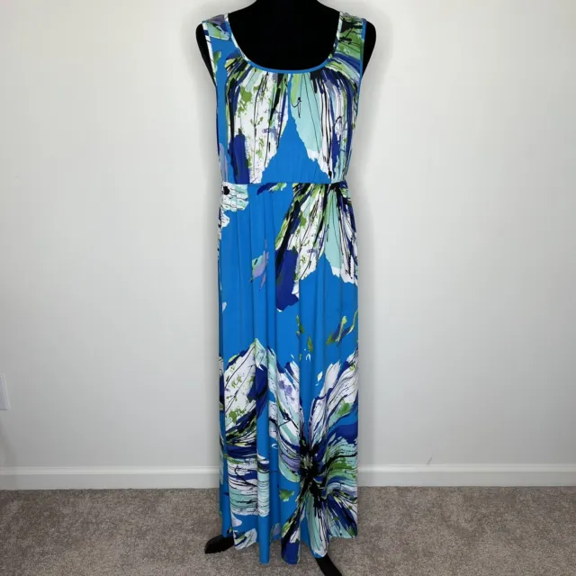 Elementz Midi Dress Womens Size M Beautiful Blue Floral Midi Dress Sleeveless