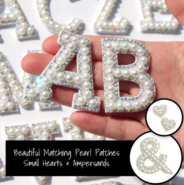Pearl Patches White AB Rhinestone Sparkle Letter Alphabet Embroidery Clothes
