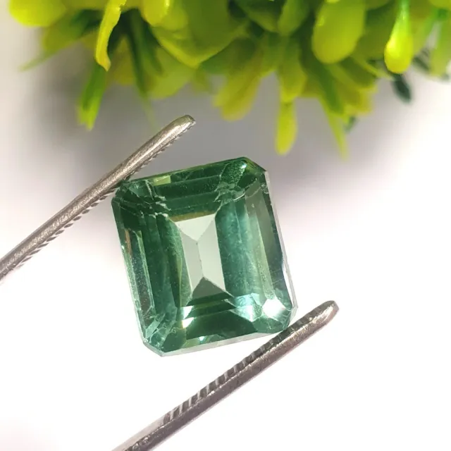 Certified Natural Green Apatite 13 Ct Emerald Shape Faceted Loose Gemstone K348