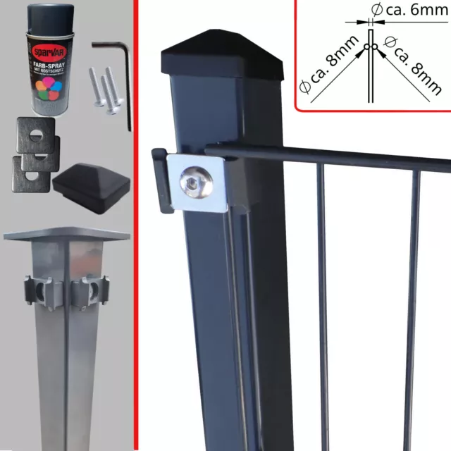 Doppelstabmattenzaun 8/6/8 Klemmplättchen Anthrazit inkl Eckpfosten Gartenzaun