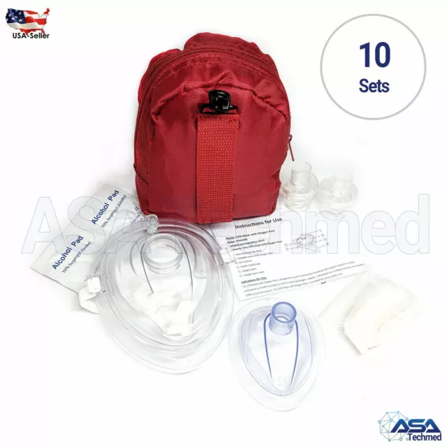 10 WNL CPR mask in Soft case w/Gloves Adult/Child and Separate Mask for Infants