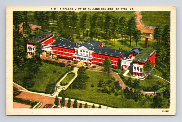 Vintage Aerial Airplane View of Sullins College Bristol Virginia VA Postcard