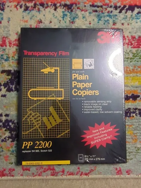 3M PP2200 Transparency Film Plain Paper Copiers 8.5"x11" 100 Sheets NEW Sealed