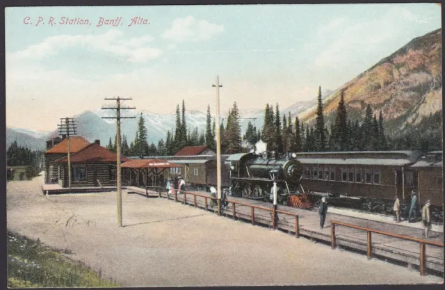 Circa 1907-1915 Vintage Postcard CPR Station Depot BANFF Alberta, Canada