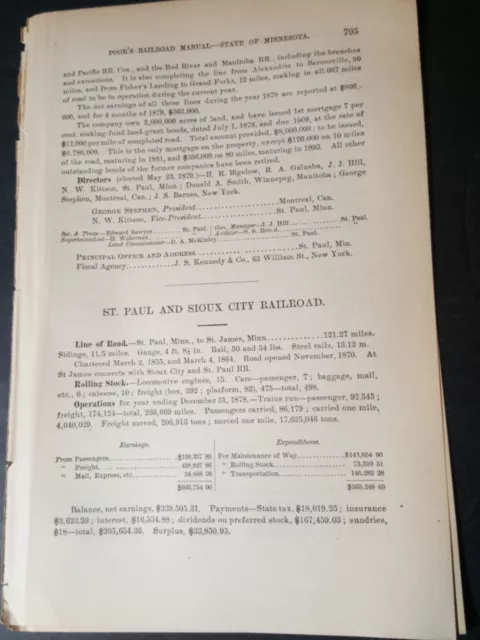 1879 train reports ST PAUL & SIOUX CITY  Stillwater & Taylor Falls Railroad MN