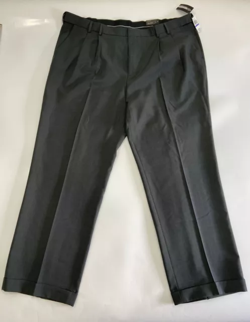 Van Heusen Men Double Pleated Extender Waist Dress Pant 48x32 Big & Tall No Iron