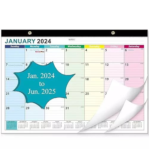 2024 DESK CALENDAR, Wall Calendar Covers January 2024 to June 2025 13.