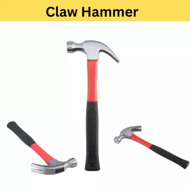 Claw Hammer Fiberglass Heavy Duty All Purpose Soft Easy Grip Strong DIY