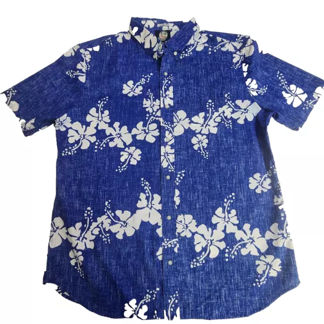 Reyn Spooner Floral Button Down Short Sleeve Hawaiian Shirt Blue Mens Size XXL