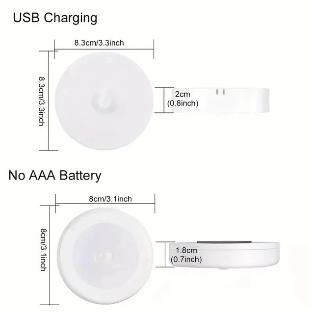 LED MOTION SENSOR Light Rechargeable PIR USB Portable Cabinet Stair ...
