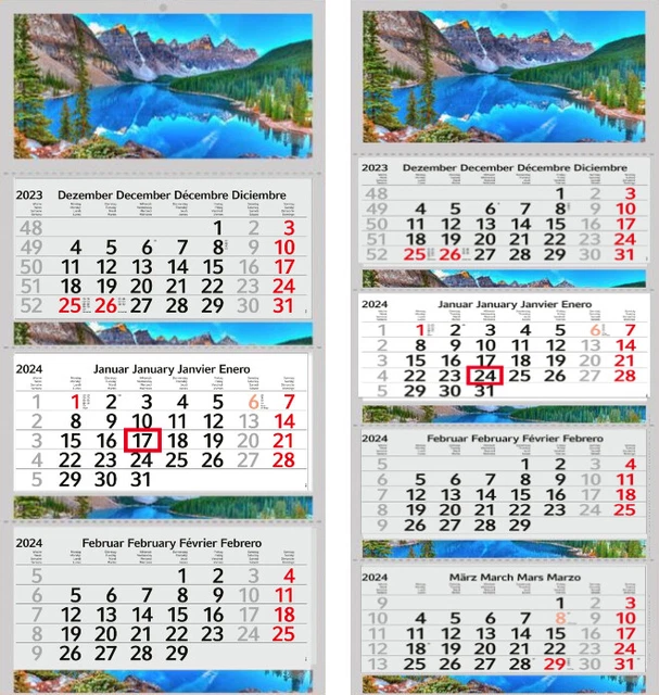 3/4 DEL MESE 2024 Calendario Montagne Lago Canada da Parete Fotografico