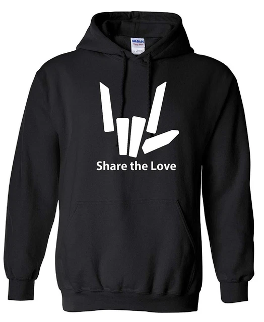 Share The Love Kids Hoodie (Black/White Print) Ages 3-13 Hooded Sweatshirt