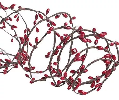 Primitive Pip Berry Garland ~ 18ft single ply roping ~ RED