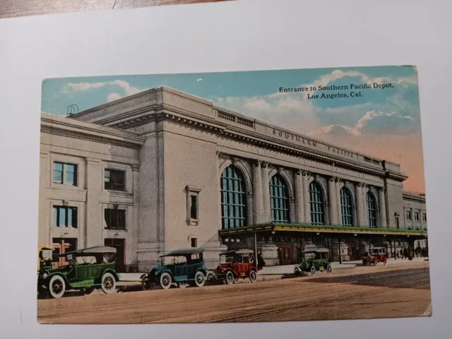 Vintage Postcard of Entrance To Southern Pacific Depot, Los Angeles, CA. A61514
