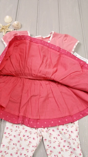 T-shirt bambina MATALAN abito con fiocchi e leggings abito 0-3 mesi nuova con etichette 3