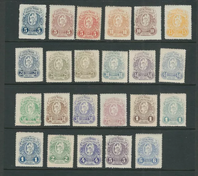 ARGENTINA SALTA PROVINCE 1910-1913 REVENUES, LEY de GUIA, VINO etc 23 diff. MNH