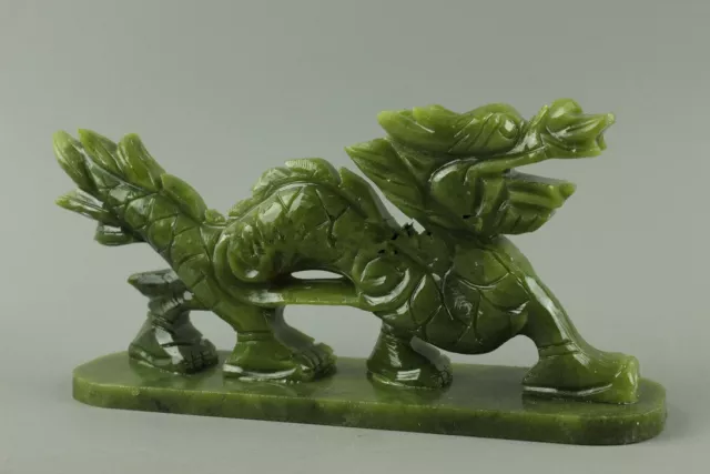 NEW Exquisite 100% Natural Jade Handmade Hand-Carved Dragon Statues 2