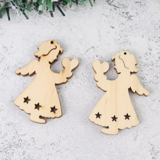 10pcs Wooden Christmas Tree Ornaments for DIY Crafts