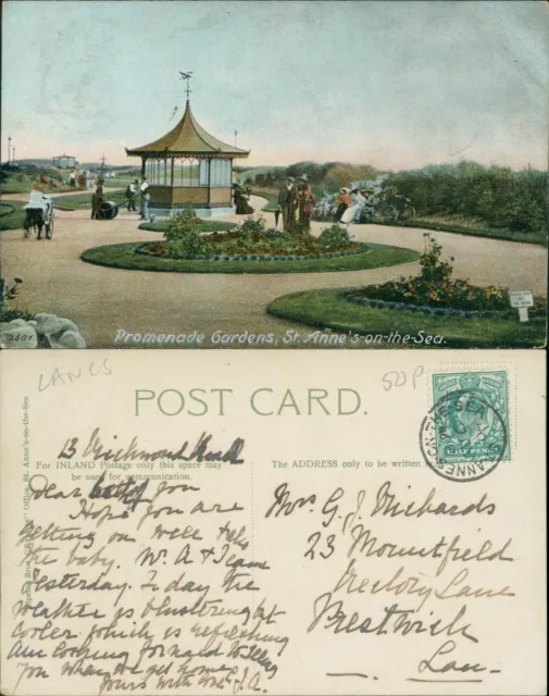 St Annes On Sea Promenade Gardens 2601 .6 GB 1904 SOTN Cancel Spring Bros Expres