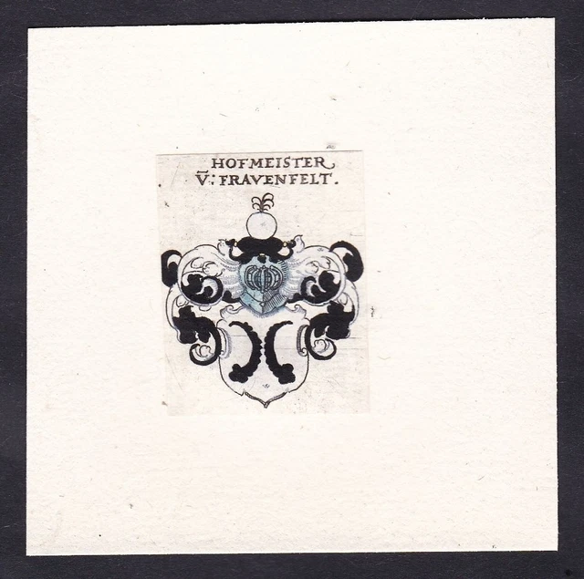 Frauenfeld Hofmeister Frauenfelt Abrigo De Arms Heráldica Grabado 17. Jh