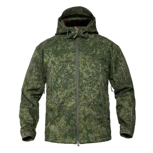 Men's camouflage fleece tactical jacket household windproof hooded jacket 2